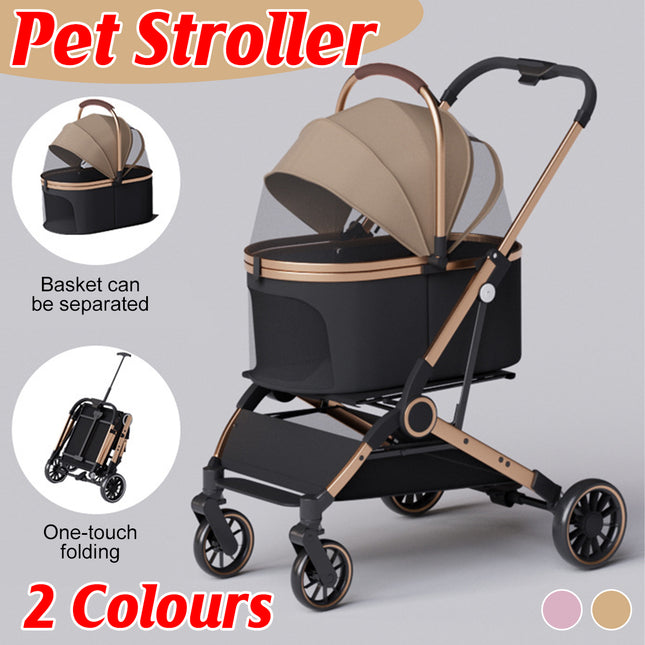 Pet Stroller Lightweight Foldable Cart Detachable Carrier for Small Dogs Cats
