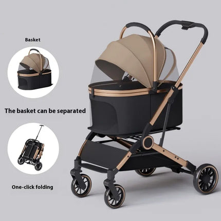Pet Stroller Lightweight Foldable Cart Detachable Carrier for Small Dogs Cats