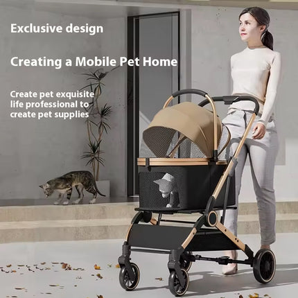 Pet Stroller Lightweight Foldable Cart Detachable Carrier for Small Dogs Cats