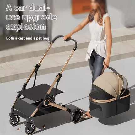 Pet Stroller Lightweight Foldable Cart Detachable Carrier for Small Dogs Cats