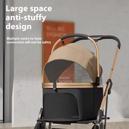Pet Stroller Lightweight Foldable Cart Detachable Carrier for Small Dogs Cats