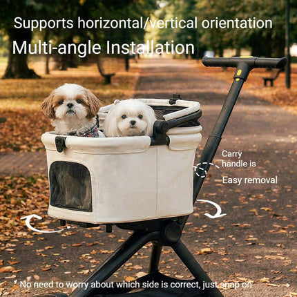 All Terrain Pet Stroller Detachable PU Leather Folding Dog Cat Carriage Jogger