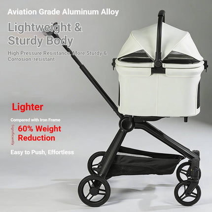 All Terrain Pet Stroller Detachable PU Leather Folding Dog Cat Carriage Jogger