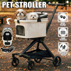 All Terrain Pet Stroller Detachable PU Leather Folding Dog Cat Carriage Jogger