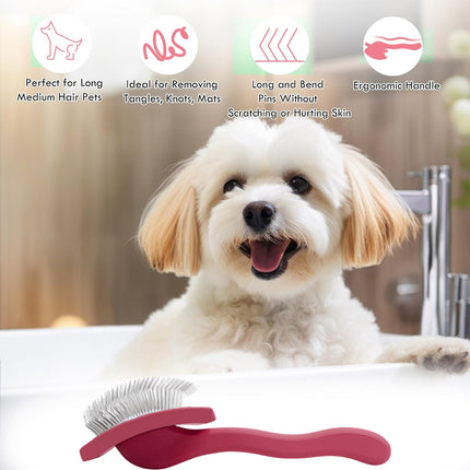 Pet Dog Hair Shedding Undercoat Rake Grooming Trimmer Comb Brush Slicker Purple