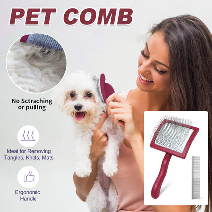 Pet Dog Hair Shedding Undercoat Rake Grooming Trimmer Comb Brush Slicker Purple