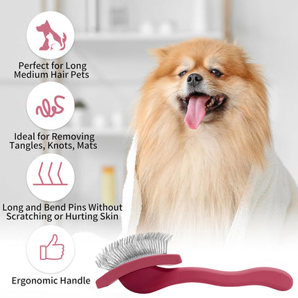 Pet Dog Hair Shedding Undercoat Rake Grooming Trimmer Comb Brush Slicker Purple