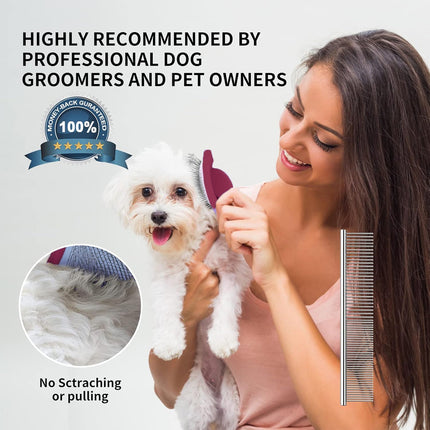 Pet Dog Hair Shedding Undercoat Rake Grooming Trimmer Comb Brush Slicker Purple