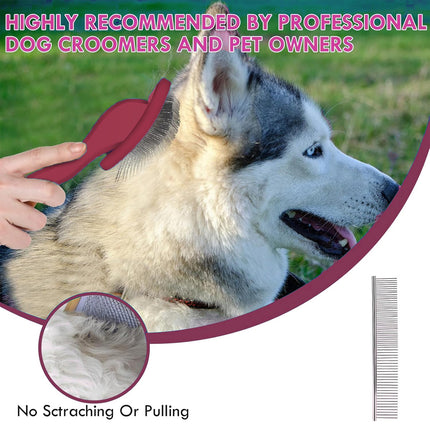 Pet Dog Hair Shedding Undercoat Rake Grooming Trimmer Comb Brush Slicker Purple