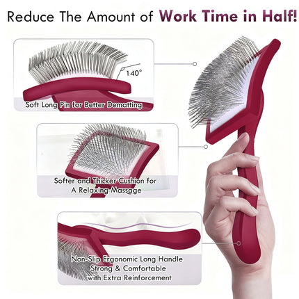 Pet Dog Hair Shedding Undercoat Rake Grooming Trimmer Comb Brush Slicker Purple