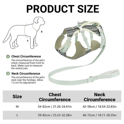 Dog Tactical Vest Harness Set with Leash Anti Choke Chest Back Handle M L Size