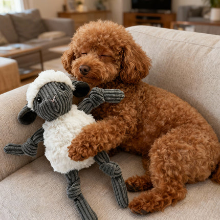 Lamb Shape Pet Chew Toy with Squeaker Soft PP Cotton for Dogs Puppies Play Use