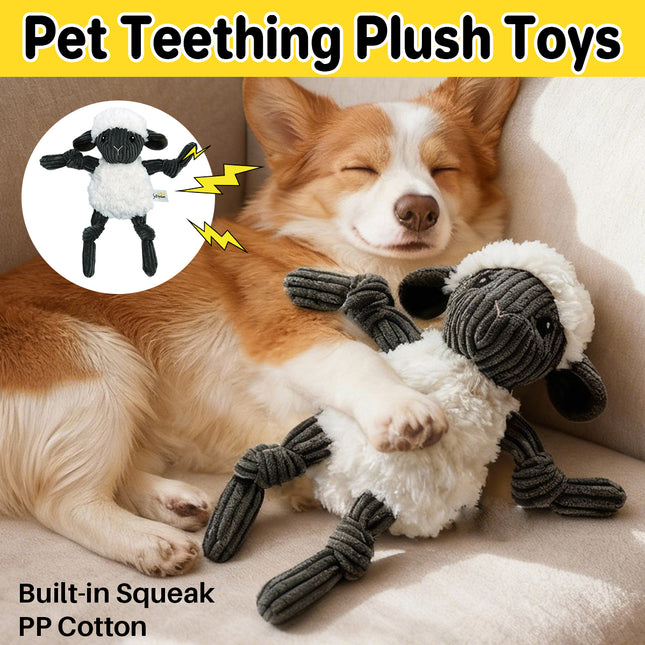 Lamb Shape Pet Chew Toy with Squeaker Soft PP Cotton for Dogs Puppies Play Use