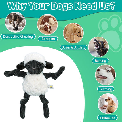 Lamb Shape Pet Chew Toy with Squeaker Soft PP Cotton for Dogs Puppies Play Use