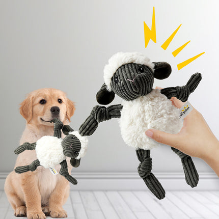 Lamb Shape Pet Chew Toy with Squeaker Soft PP Cotton for Dogs Puppies Play Use