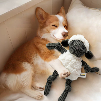 Lamb Shape Pet Chew Toy with Squeaker Soft PP Cotton for Dogs Puppies Play Use