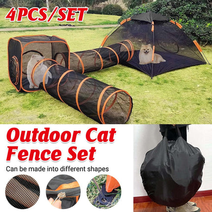 4pcs Outdoor Pet Enclosure Dog Cat Folding Tunnel Italian Combination Tent
