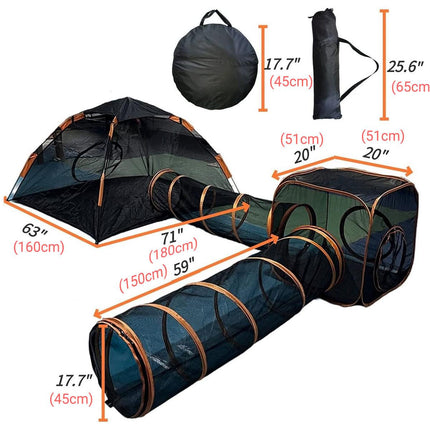 4pcs Outdoor Pet Enclosure Dog Cat Folding Tunnel Italian Combination Tent