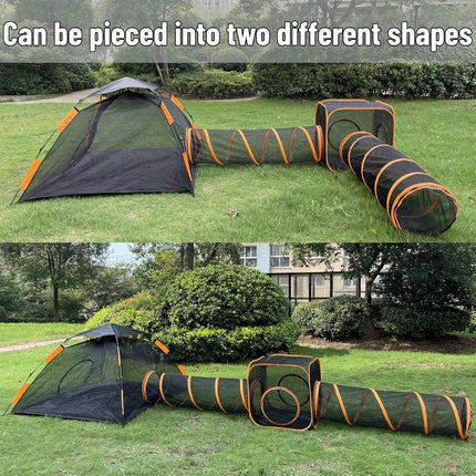 4pcs Outdoor Pet Enclosure Dog Cat Folding Tunnel Italian Combination Tent