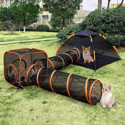 4pcs Outdoor Pet Enclosure Dog Cat Folding Tunnel Italian Combination Tent