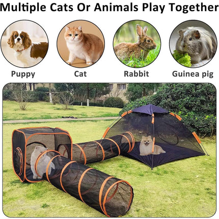 4pcs Outdoor Pet Enclosure Dog Cat Folding Tunnel Italian Combination Tent