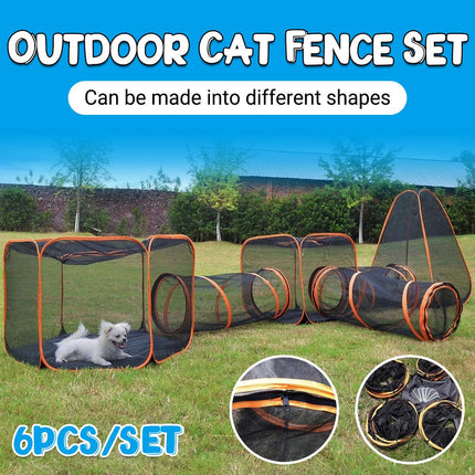 6pcs Outdoor Pet Play Tunnel Folding Cat and Dog Pen Playpen for Pets Indoor