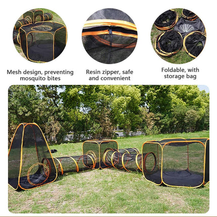 6pcs Outdoor Pet Play Tunnel Folding Cat and Dog Pen Playpen for Pets Indoor