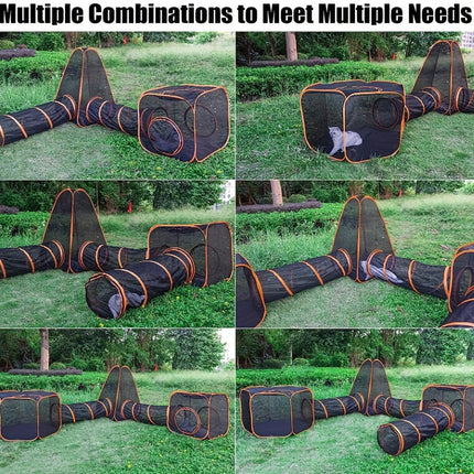 6pcs Outdoor Pet Play Tunnel Folding Cat and Dog Pen Playpen for Pets Indoor