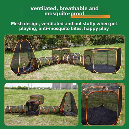 6pcs Outdoor Pet Play Tunnel Folding Cat and Dog Pen Playpen for Pets Indoor