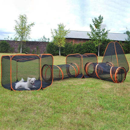 6pcs Outdoor Pet Play Tunnel Folding Cat and Dog Pen Playpen for Pets Indoor