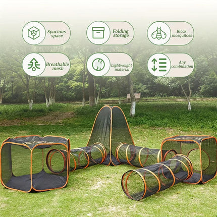6pcs Outdoor Pet Play Tunnel Folding Cat and Dog Pen Playpen for Pets Indoor