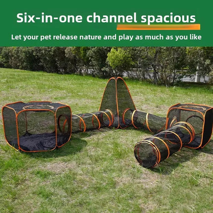6pcs Outdoor Pet Play Tunnel Folding Cat and Dog Pen Playpen for Pets Indoor