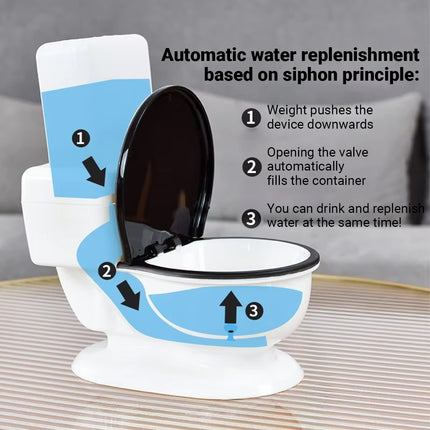 Creative Pet Water Dispenser Toilet-Shaped Design Large Water Bowl Dust-Proof
