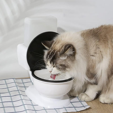 Creative Pet Water Dispenser Toilet-Shaped Design Large Water Bowl Dust-Proof