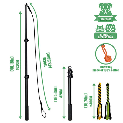 Retractable Dog Teaser Stick Dog Teaser Pole Toy For Dogs Interactive Pet Play