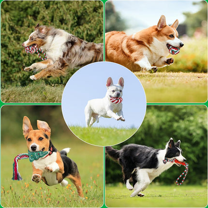 8PCS Christmas Pet Cotton Rope Toy Set Dog Bite Resistant Teeth Grinding Toys