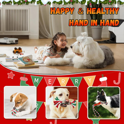 8PCS Christmas Pet Cotton Rope Toy Set Dog Bite Resistant Teeth Grinding Toys