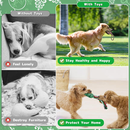 8PCS Christmas Pet Cotton Rope Toy Set Dog Bite Resistant Teeth Grinding Toys