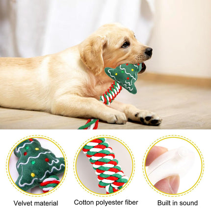 8PCS Christmas Pet Cotton Rope Toy Set Dog Bite Resistant Teeth Grinding Toys