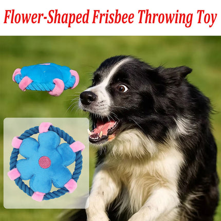 Pet Fluffy Multicolour Flower Shape Flying Disc Throw Toy Dog Interaction Play