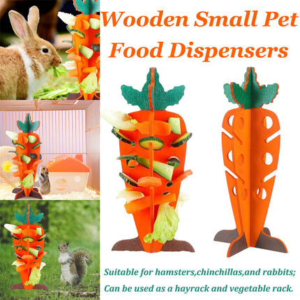 Carrot Shaped Wooden Food Dispenser Rabbit Toy Bunny Chew Enrichment Pet Toy