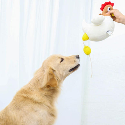 Hen Laying Eggs Dog Toy Sniffing Pet Plush Interactive Chew Toy for Dogs Puppies