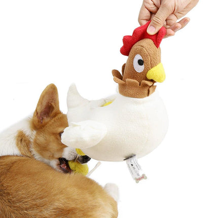 Hen Laying Eggs Dog Toy Sniffing Pet Plush Interactive Chew Toy for Dogs Puppies