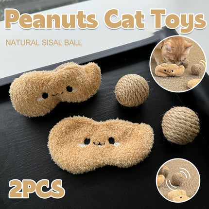 Peanut Cat Toys 2PCS Soft Interactive Kitten Toys Plush Chew Toys for Indoor Cat