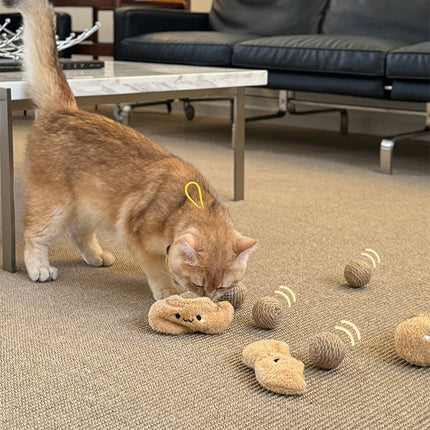 Peanut Cat Toys 2PCS Soft Interactive Kitten Toys Plush Chew Toys for Indoor Cat