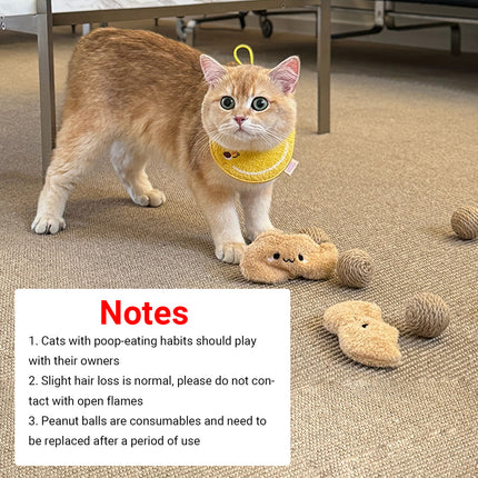 Peanut Cat Toys 2PCS Soft Interactive Kitten Toys Plush Chew Toys for Indoor Cat