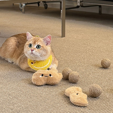 Peanut Cat Toys 2PCS Soft Interactive Kitten Toys Plush Chew Toys for Indoor Cat