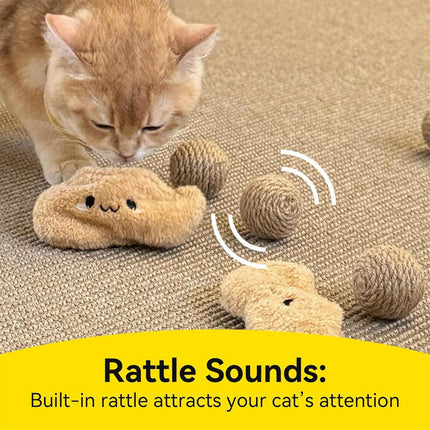Peanut Cat Toys 2PCS Soft Interactive Kitten Toys Plush Chew Toys for Indoor Cat