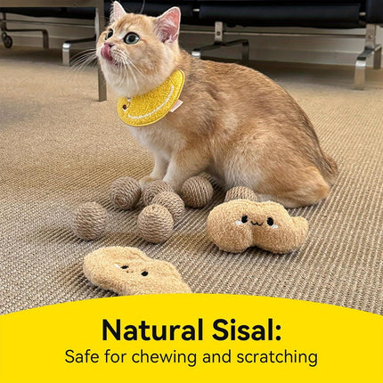 Peanut Cat Toys 2PCS Soft Interactive Kitten Toys Plush Chew Toys for Indoor Cat