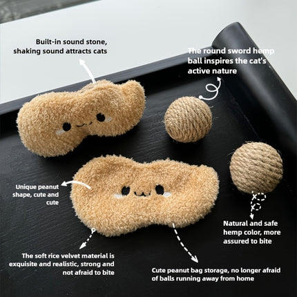 Peanut Cat Toys 2PCS Soft Interactive Kitten Toys Plush Chew Toys for Indoor Cat